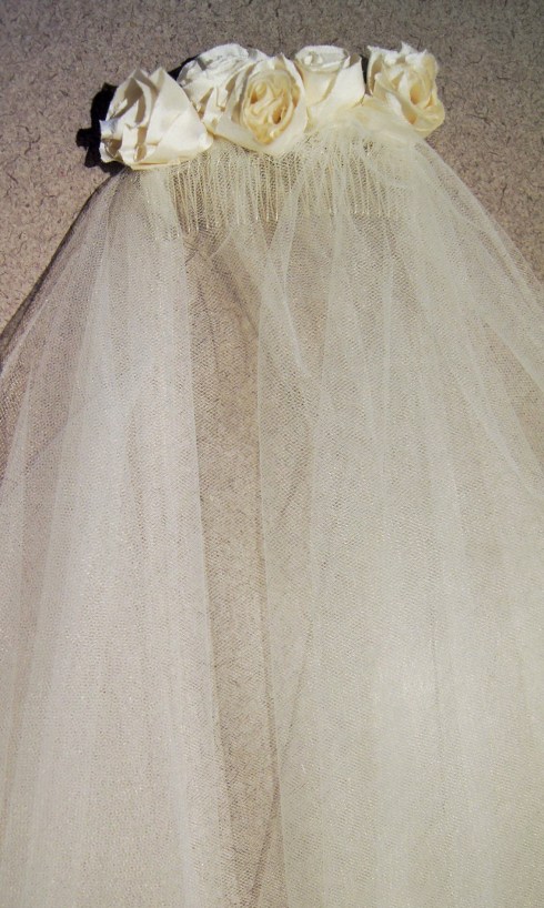 circle veil with silk rosettes