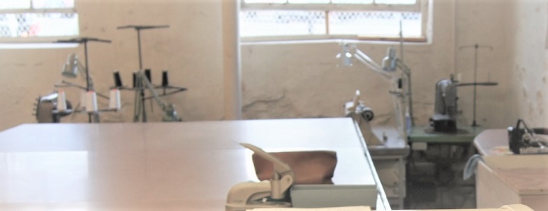 sewing machine setup in the shop